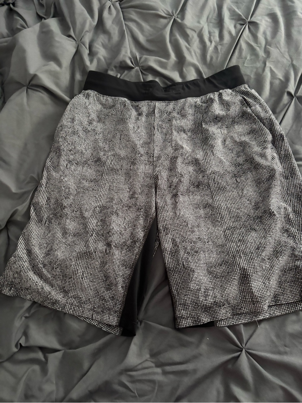 lululemon athletica Black and Gray Patterned Men's Athletic Shorts